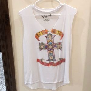 Cut out guns and roses graphic tank top